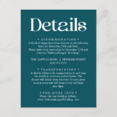 モダン ミニマル 深いターコイズブルーの結婚式の詳細 エンクロージャーカード (正面)