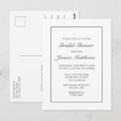 モダン ミニマル 白のウェディングシャワー招待状 ポストカード (正面/裏面)