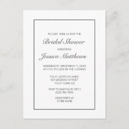 モダン ミニマル 白のウェディングシャワー招待状 ポストカード