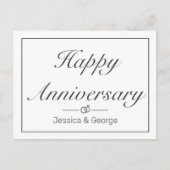 モダン ミニマル 白 アニバーサリー グリーティング 案内ポストカード (正面)