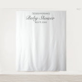 モダン ミニマル 白 ベビーシャワー フォト タペストリー (正面)