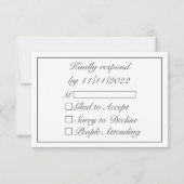 モダン ミニマル 白 黒 ウェディング アニバーサリー 出欠カード (裏面)