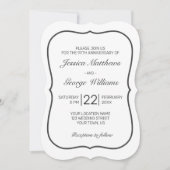 モダン ミニマル 白 黒 記念日 招待状 (正面)