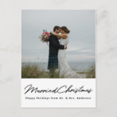 モダン ミニマル 結婚 クリスマス 新婚 フォト ポストカード (正面)