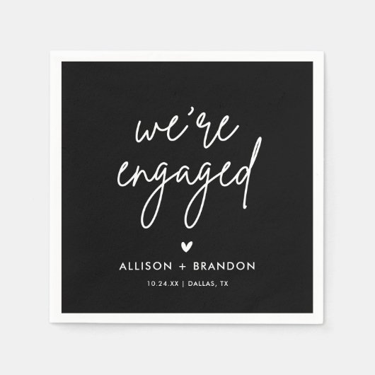 モダン ミニマル 結婚 記念 党 婚約 スタンダードカクテルナプキン (正面)