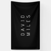 モダン ミニマル 編集可能な名前 | 黒と白 横断幕 (縦)