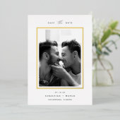 モダン ミニマル | 縦写真 セーブ・ザ・デート 箔招待状 (立ち正面)