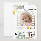 モダン ミニマル 誕生日 インスタント 1歳 誕生日 招待状 (正面/裏面)