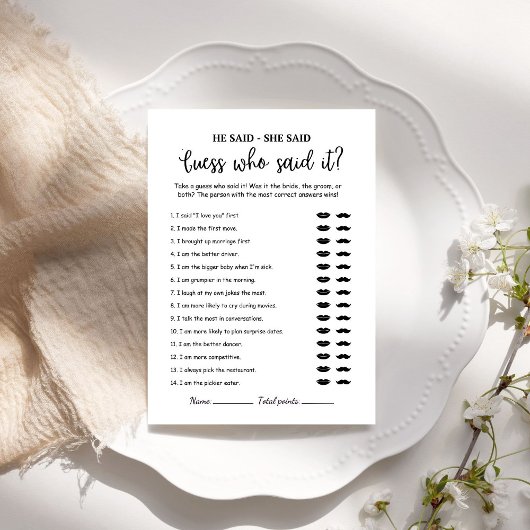 モダン ミニマル 「誰が言った?」ゲーム カード