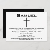 モダン ミニマル 黒白 ベビー 捧げ 招待状 (正面/裏面)