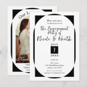 モダン ミニマル 黒白 結婚記念パーティー 招待状 (正面/裏面)