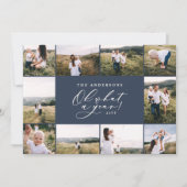 モダン ミニマル 10枚の写真 新年の青い家族 シーズンカード (正面)