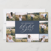 モダン ミニマル 10枚 写真 新年 青 家族 シーズンカード (正面)