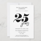 モダン ミニマル 25周年 結婚記念日 招待状 (正面)