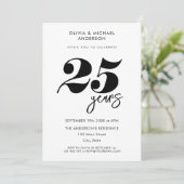 モダン ミニマル 25周年 結婚記念日 招待状 (スタンド正面)