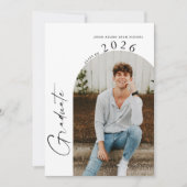 モダン ミニマル 2 フォト 卒業パーティー 招待状 (正面)