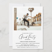 モダン ミニマル 2 フォト 卒業パーティー 招待状 (裏面)