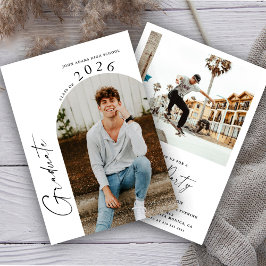 モダン ミニマル 2 フォト 卒業パーティー 招待状