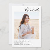 モダン ミニマル 2 フォト 卒業パーティー 招待状 (正面)