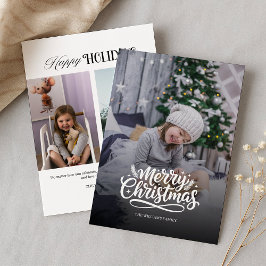 モダン ミニマル 3枚の写真のクリスマス ホリデー カード