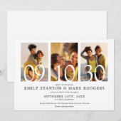 モダン ミニマル 3枚の写真を飾る結婚式 招待状 (正面/裏面)