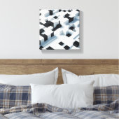 モダン ミニマル 3D 等尺立方体 - 抽象的な黒 キャンバスプリント (インサイチュ (寝室))