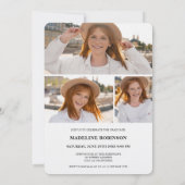 モダン ミニマル 4枚の写真を使ったスクリプト調のオシャレな卒業式 招待状 (裏面)