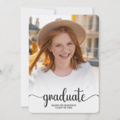 モダン ミニマル 4枚の写真を使ったスクリプト調のオシャレな卒業式 招待状 (正面)