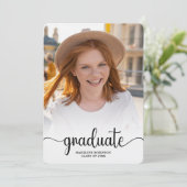 モダン ミニマル 4枚の写真を使ったスクリプト調のオシャレな卒業式 招待状 (スタンド正面)