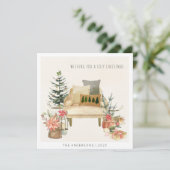 モダン ミニマル 4枚の写真 水彩イラスト シーズンカード (スタンド正面)