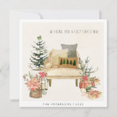 モダン ミニマル 4枚の写真 水彩イラスト シーズンカード (正面)