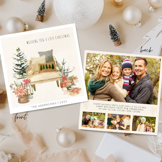 モダン ミニマル 4枚の写真 水彩イラスト シーズンカード