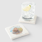 モダン ミニマル 40歳 & ファビュラス サークル フォト ストーンコースター (横)