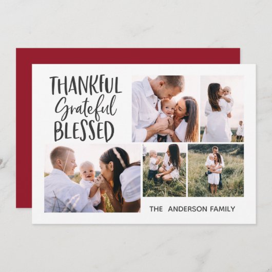モダン ミニマル 4 フォト サンクスギビング 7 月 4 日 シーズンカード (正面/裏面)