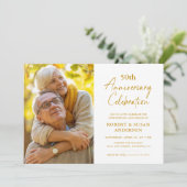 モダン ミニマル 50周年 結婚記念日 写真 招待状 (スタンド正面)