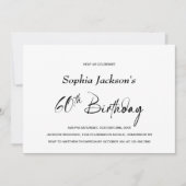 モダン ミニマル 60歳の誕生日パーティー 招待状 (正面)