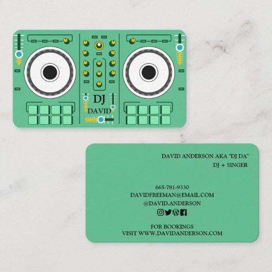 モダン ミニマル DJ ミュージック ターンテーブル 名刺 (正面/裏面)