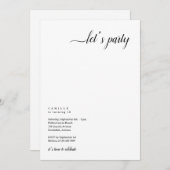 モダン＆ミニマル Let's Party 招待状 (正面/裏面)
