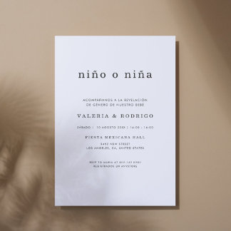 モダン ミニマル Niño o Nina スペイン語 性別発表 招待状