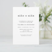 モダン ミニマル Niño o Nina スペイン語 性別発表 招待状 (スタンド正面)