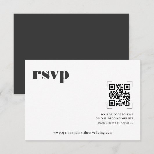 モダン ミニマル | QRコード ウェディング RSVP (正面/裏面)