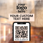 モダン ミニマル QRコード ロゴ - さくら色 ウィンドウサイン (シート2)