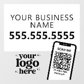 モダン ミニマル QRコード ロゴ ブラック ホワイト ウィンドウサイン (シート)