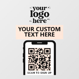 モダン ミニマル QRコード ロゴ - 優しいピンク ウィンドウサイン