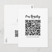 モダン ミニマル QR コード スキャン可能な結婚式のレジストリー ポストカード (正面/裏面)