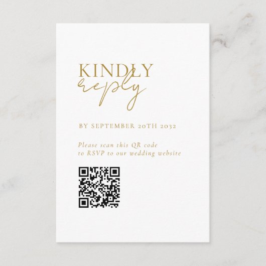 モダン, ミニマル, White, QRコードウェディングRSVP エンクロージャーカード (正面)