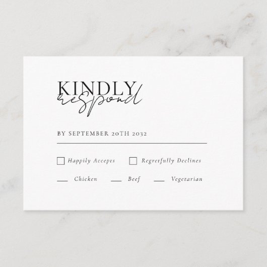 モダン, ミニマル, White, QRコードウェディングRSVP エンクロージャーカード (正面)