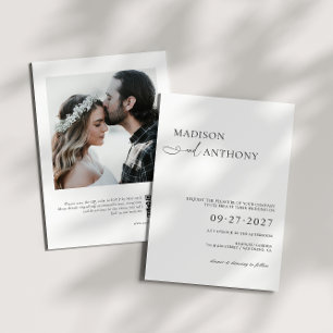 モダン&ミニマルQRコードフォト結婚ズ 招待状
