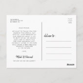 モダン&ミニマ結婚リストの写真感謝していよ ポストカード (裏面)