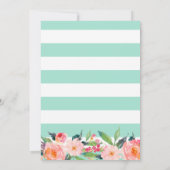 モダン ミントグリーンの花 ウェディング セレブレーション 招待状 (裏面)